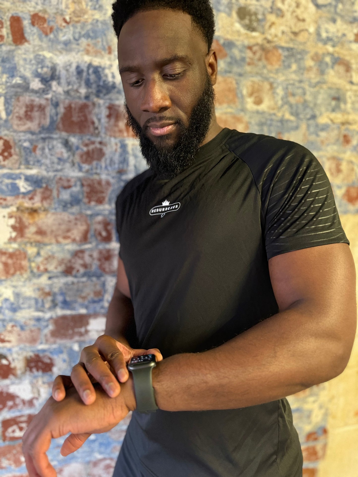 Black embossed sports tee